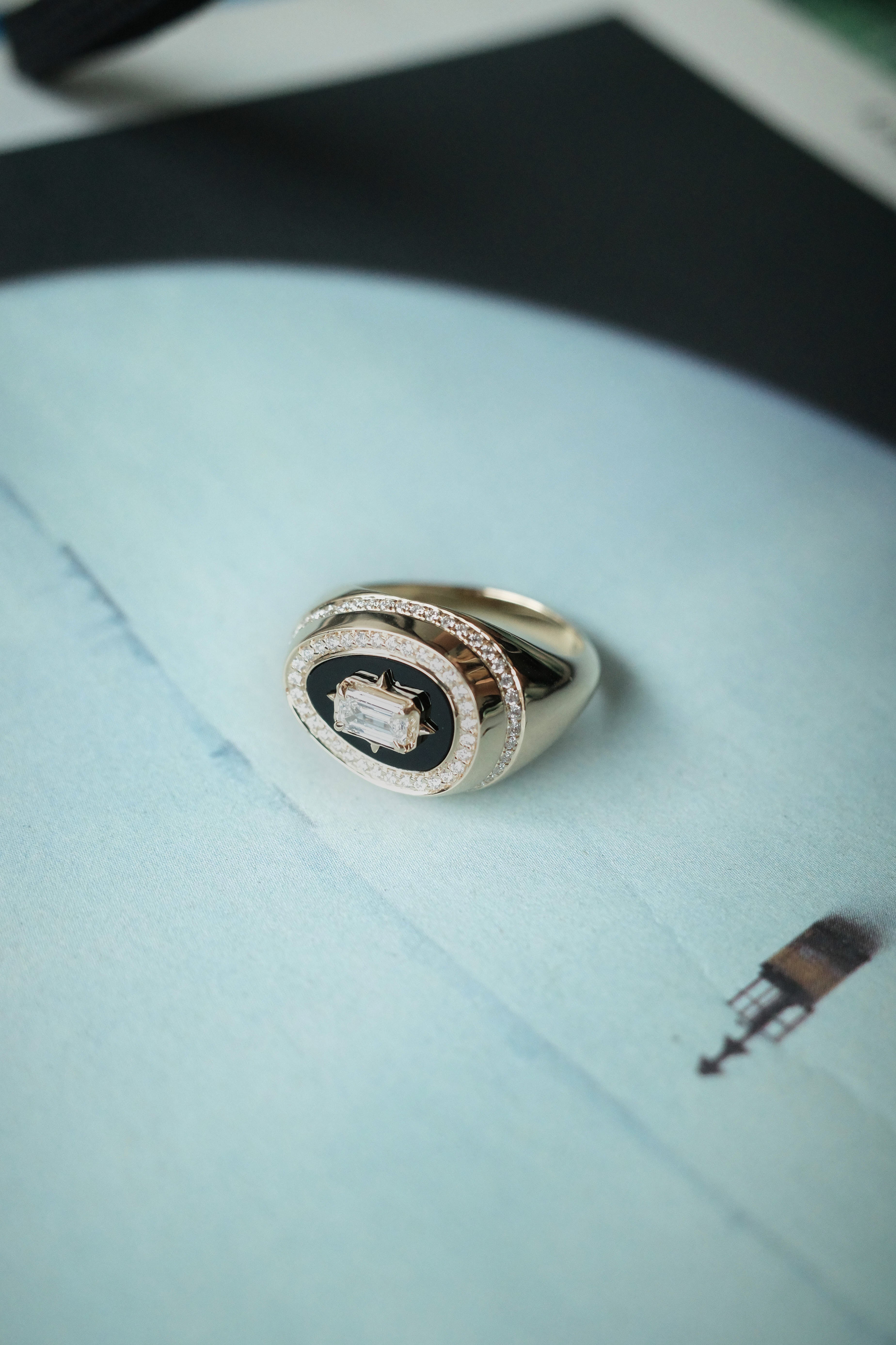 Cosmic Egg Jet Black Signet Ring