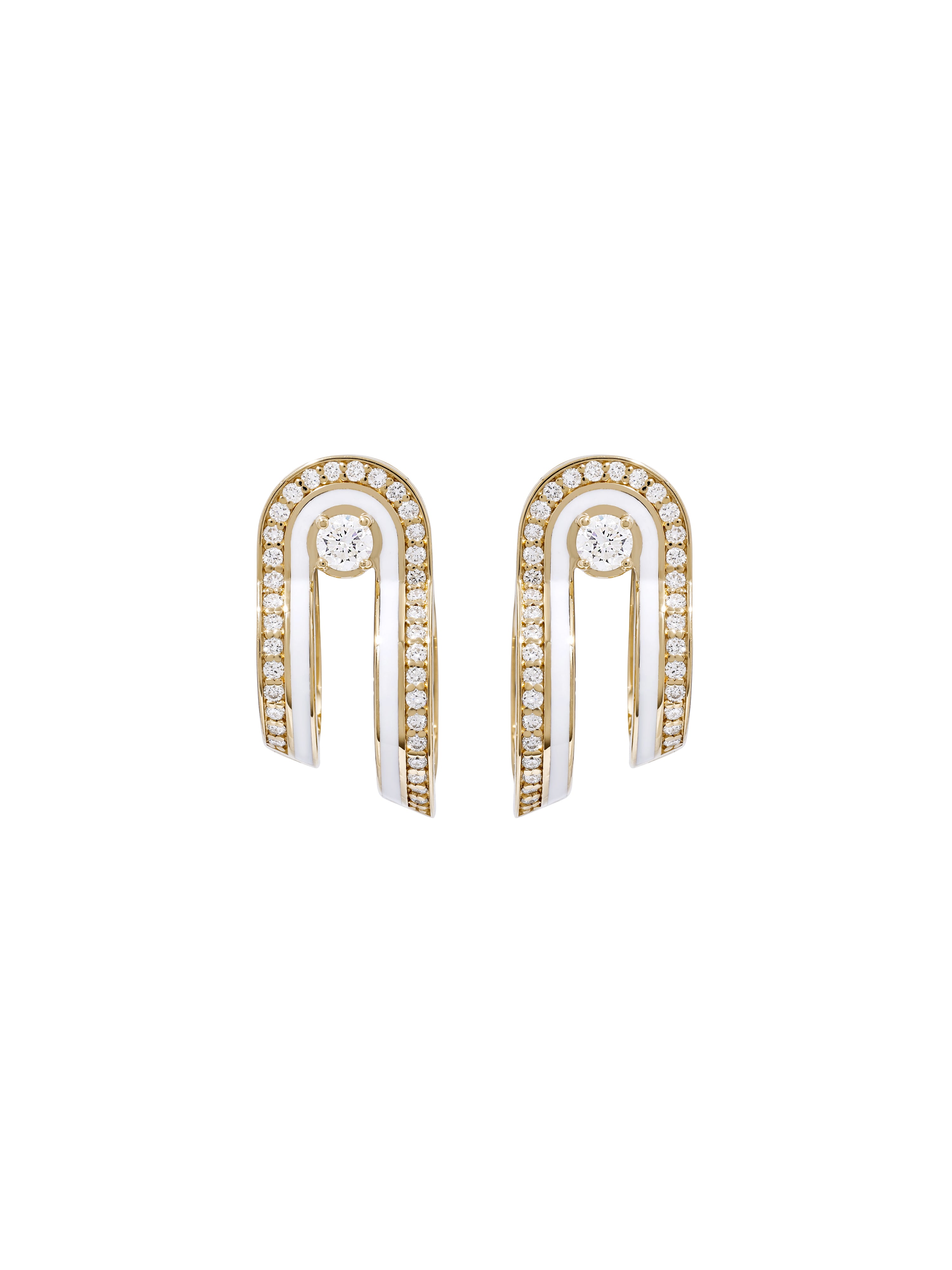 Dias Minor Double Hoop Bone White Earrings