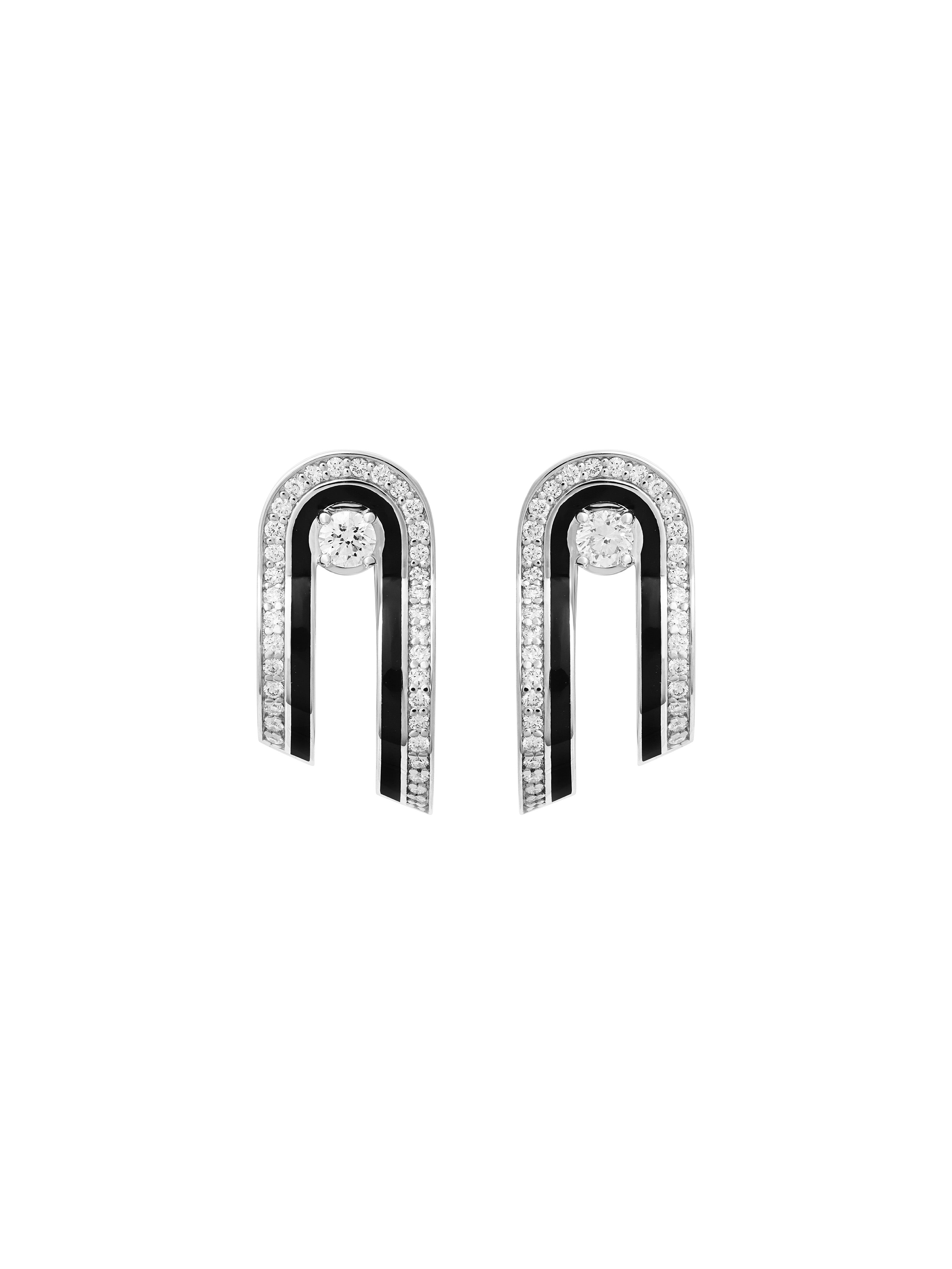 Dias Minor Double Hoop Jet Black Earrings