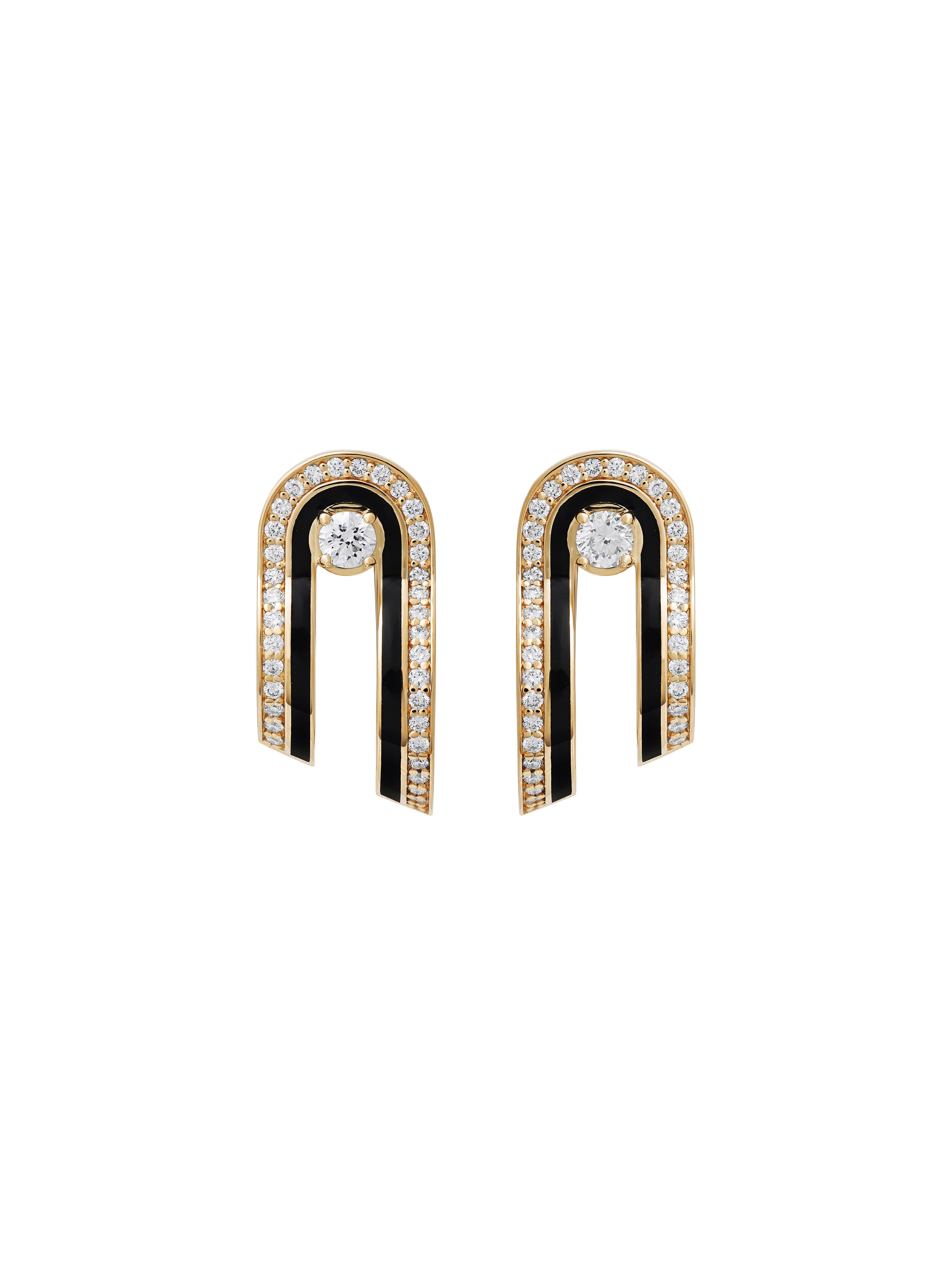 Dias Minor Double Hoop Jet Black Earrings
