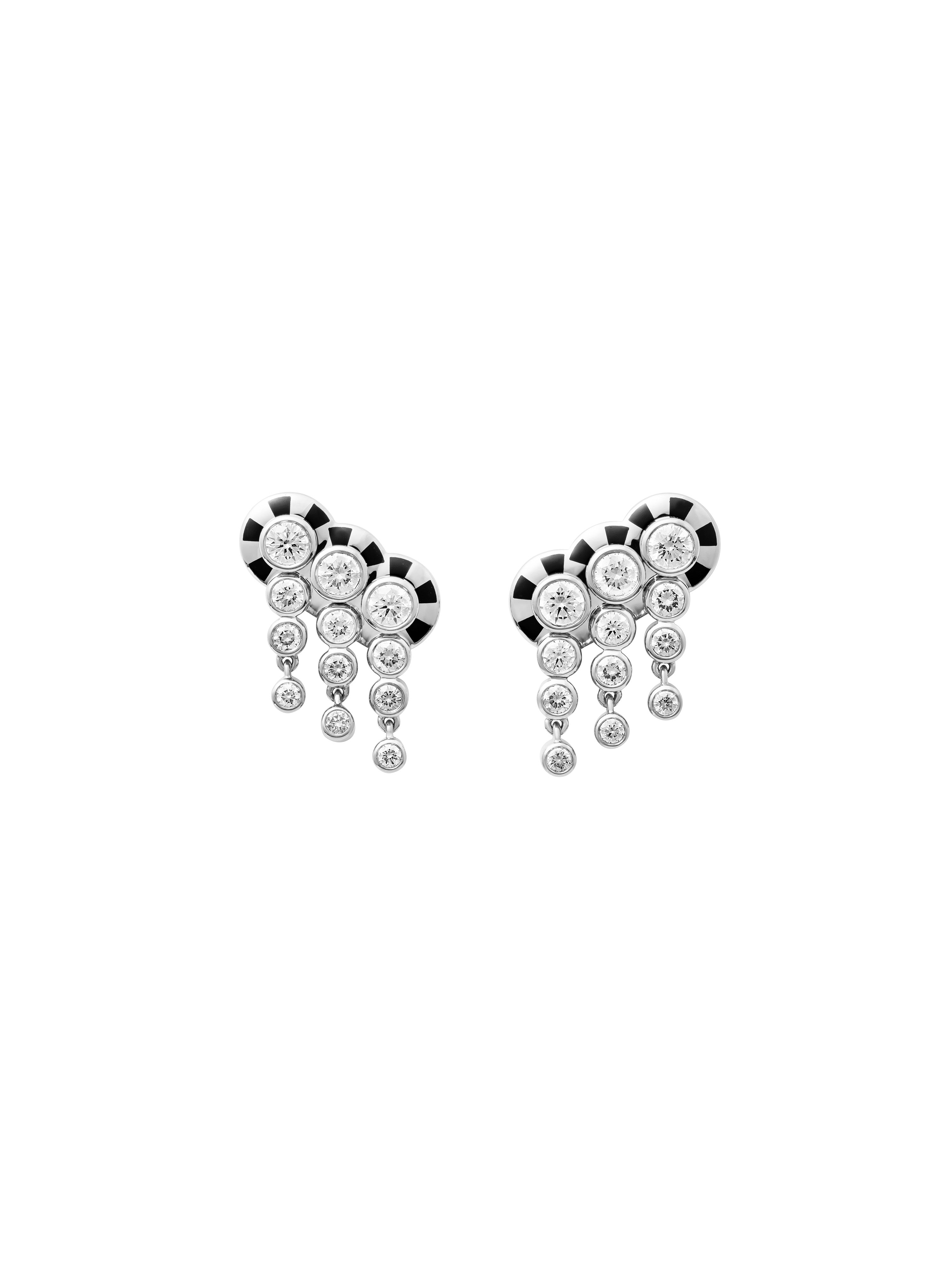 Lorenz Triplet Jet Black Fringe Earrings