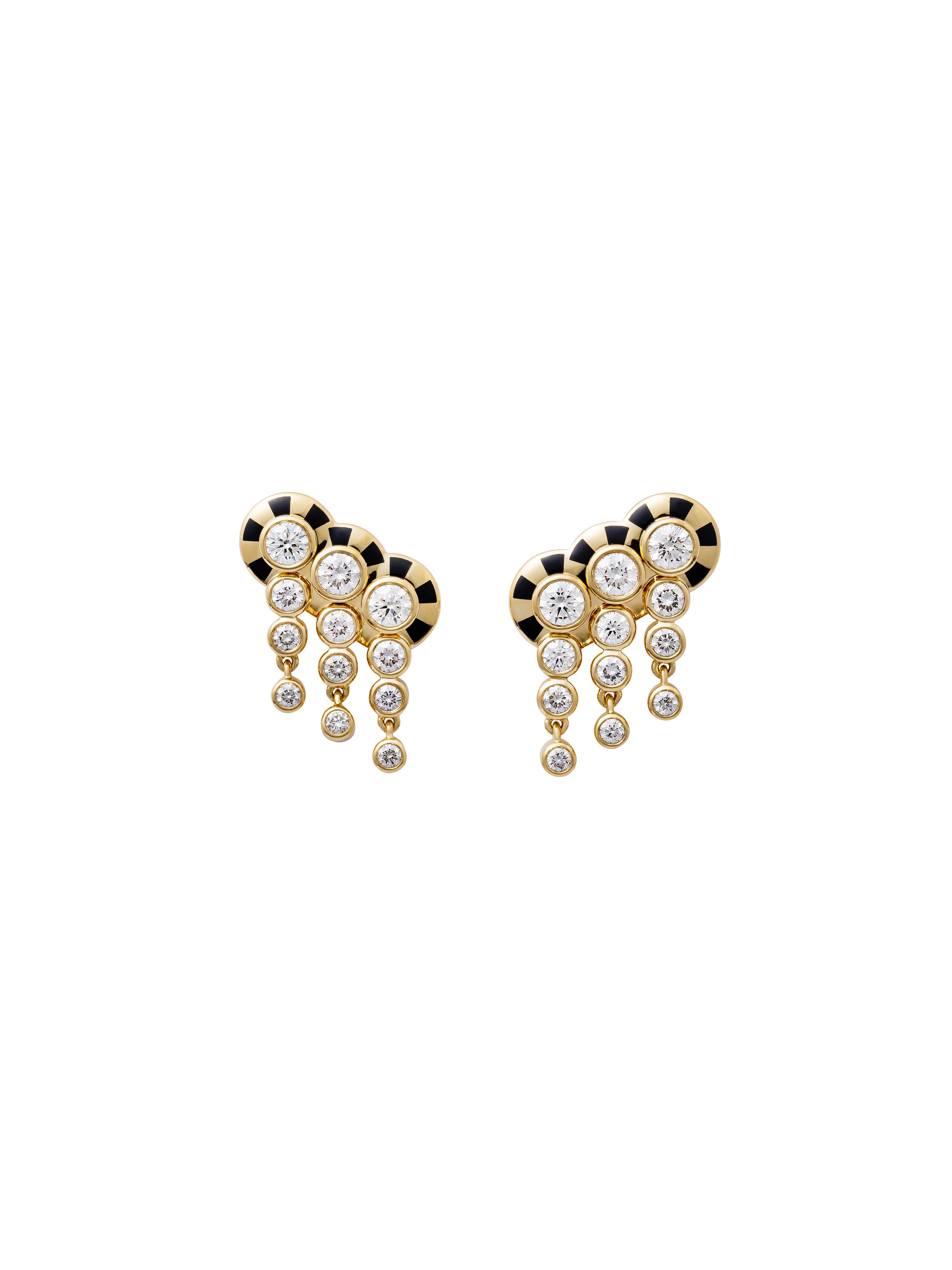 Lorenz Triplet Jet Black Fringe Earrings