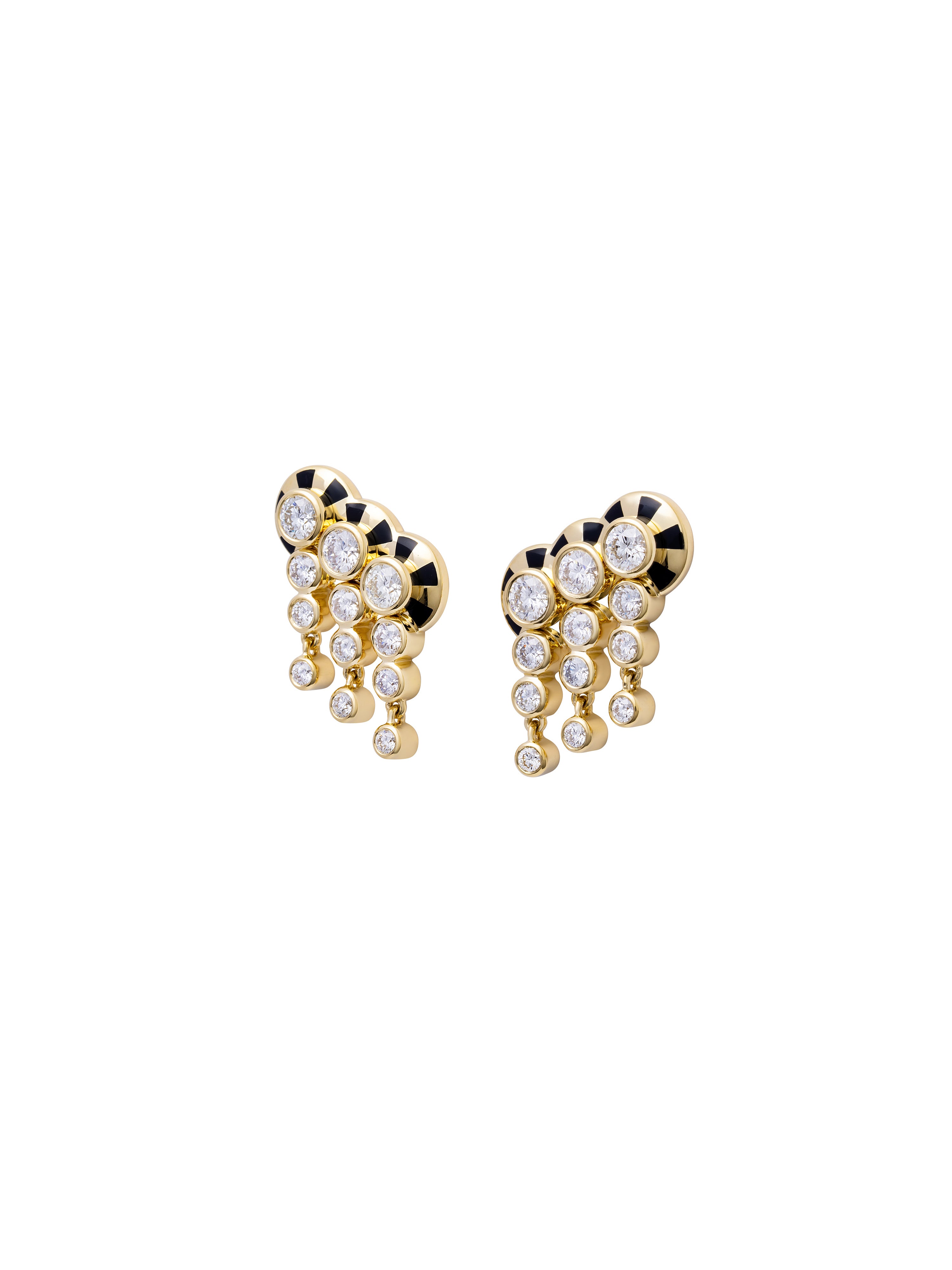Lorenz Triplet Jet Black Fringe Earrings
