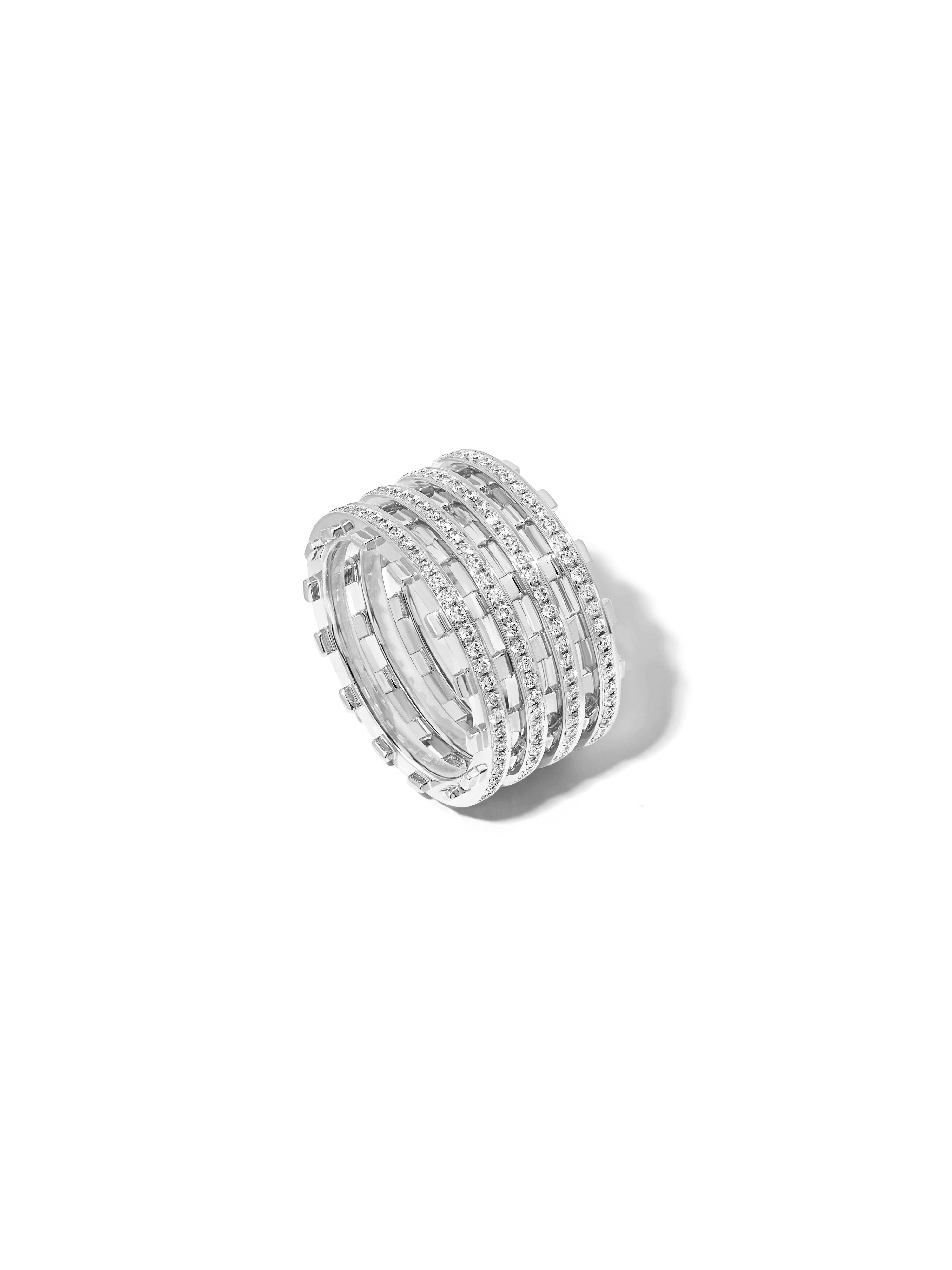Railroad Twin Track Pavé Ring