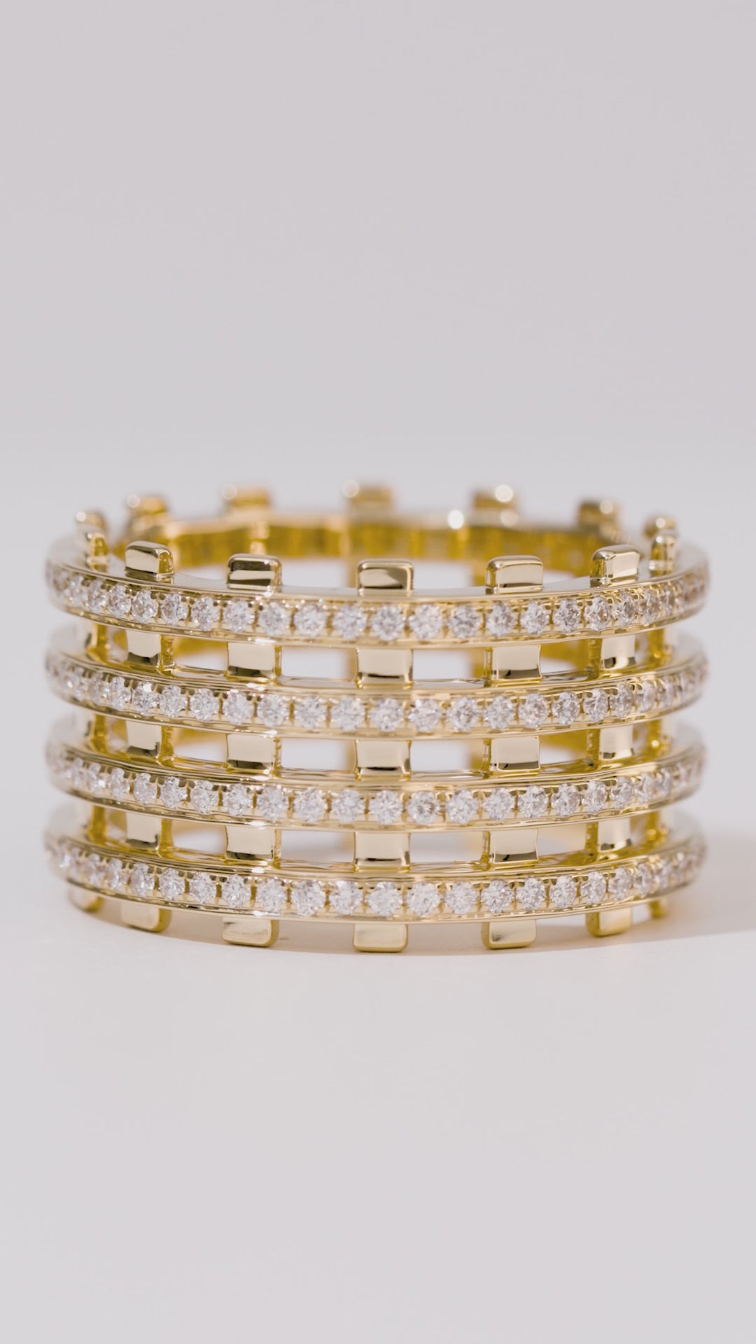Railroad Twin Track Pavé Ring