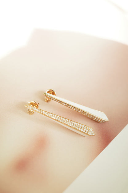 Borsh Obelisk Bone White Earrings