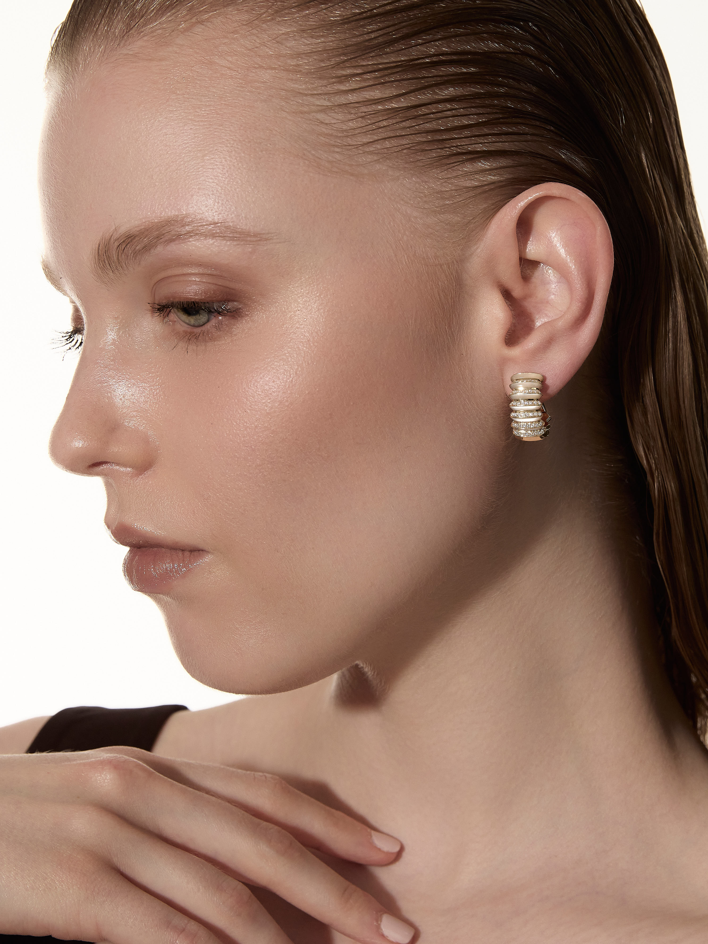 Borsh Mother of Pearl Hoop Earrings