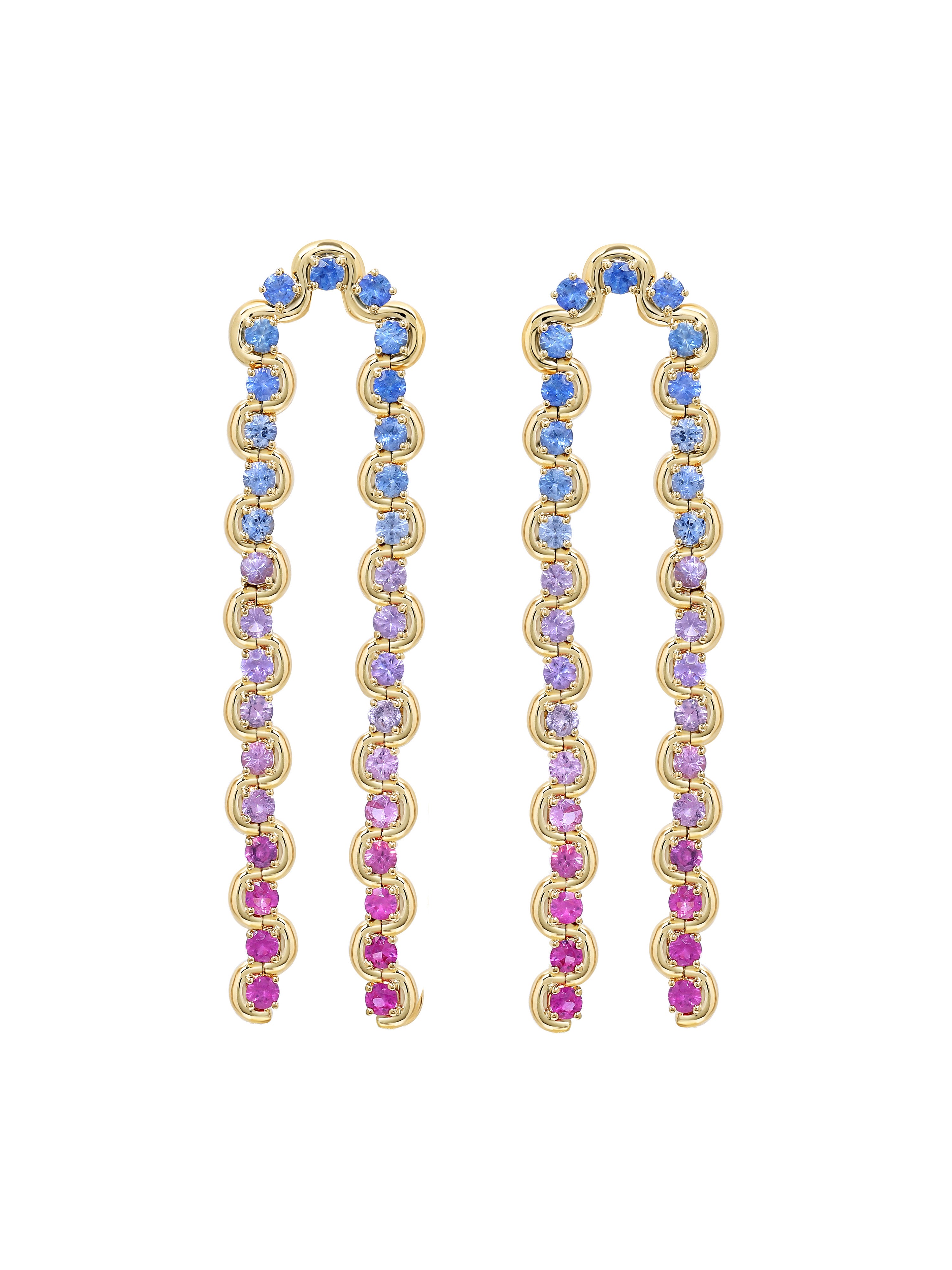 Edessa Mist Sapphire Arc Drop Earrings