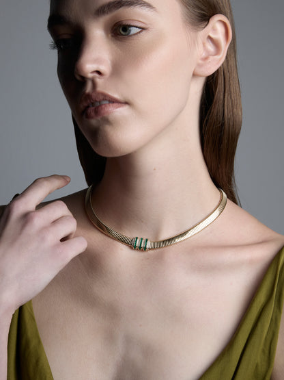 Raisina Cipher Emerald Tubogas Necklace