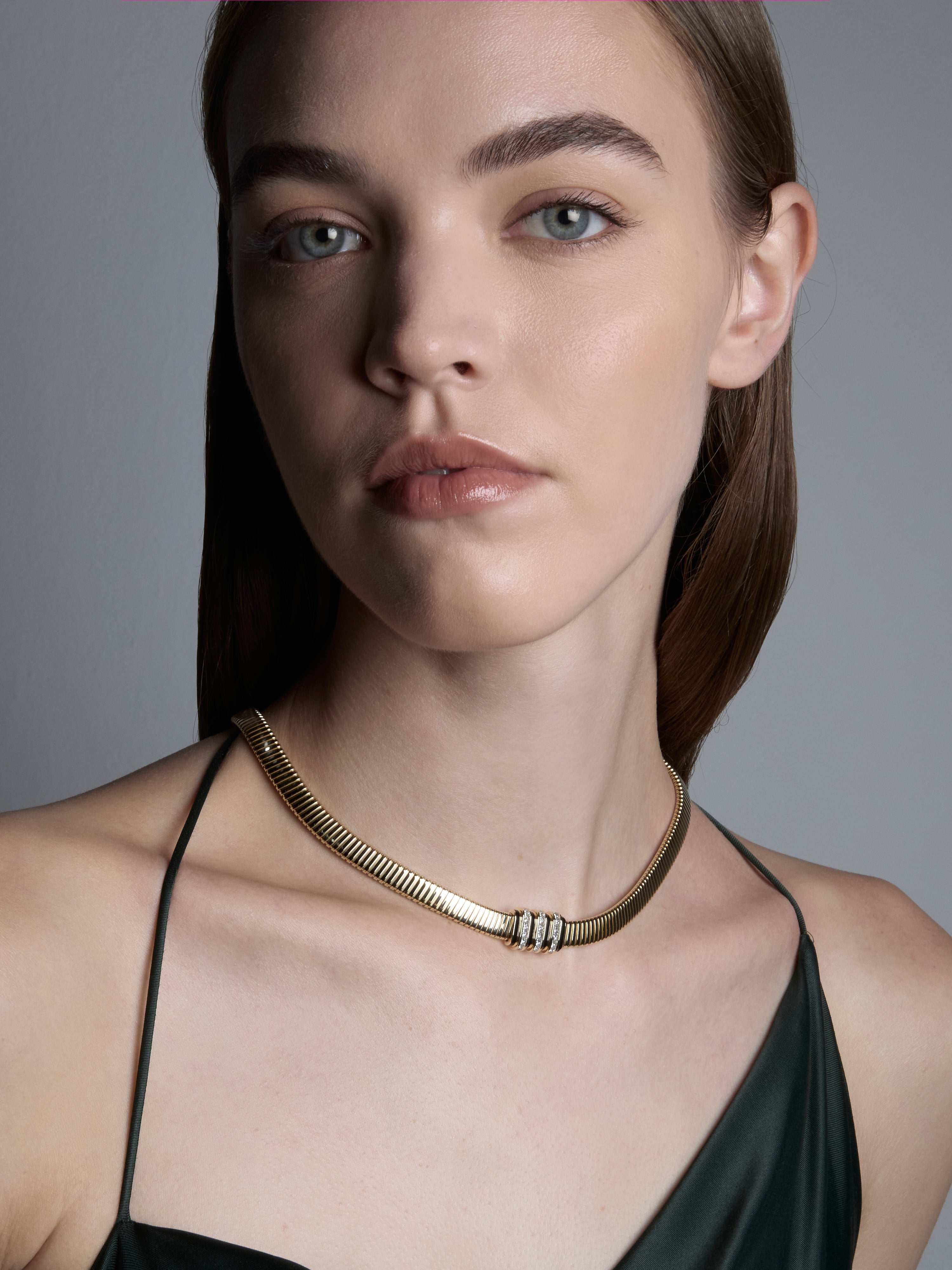 Raisina Cipher Jet Black Tubogas Necklace