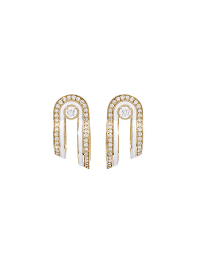 Dias Minor Double Hoop Bone White Earrings
