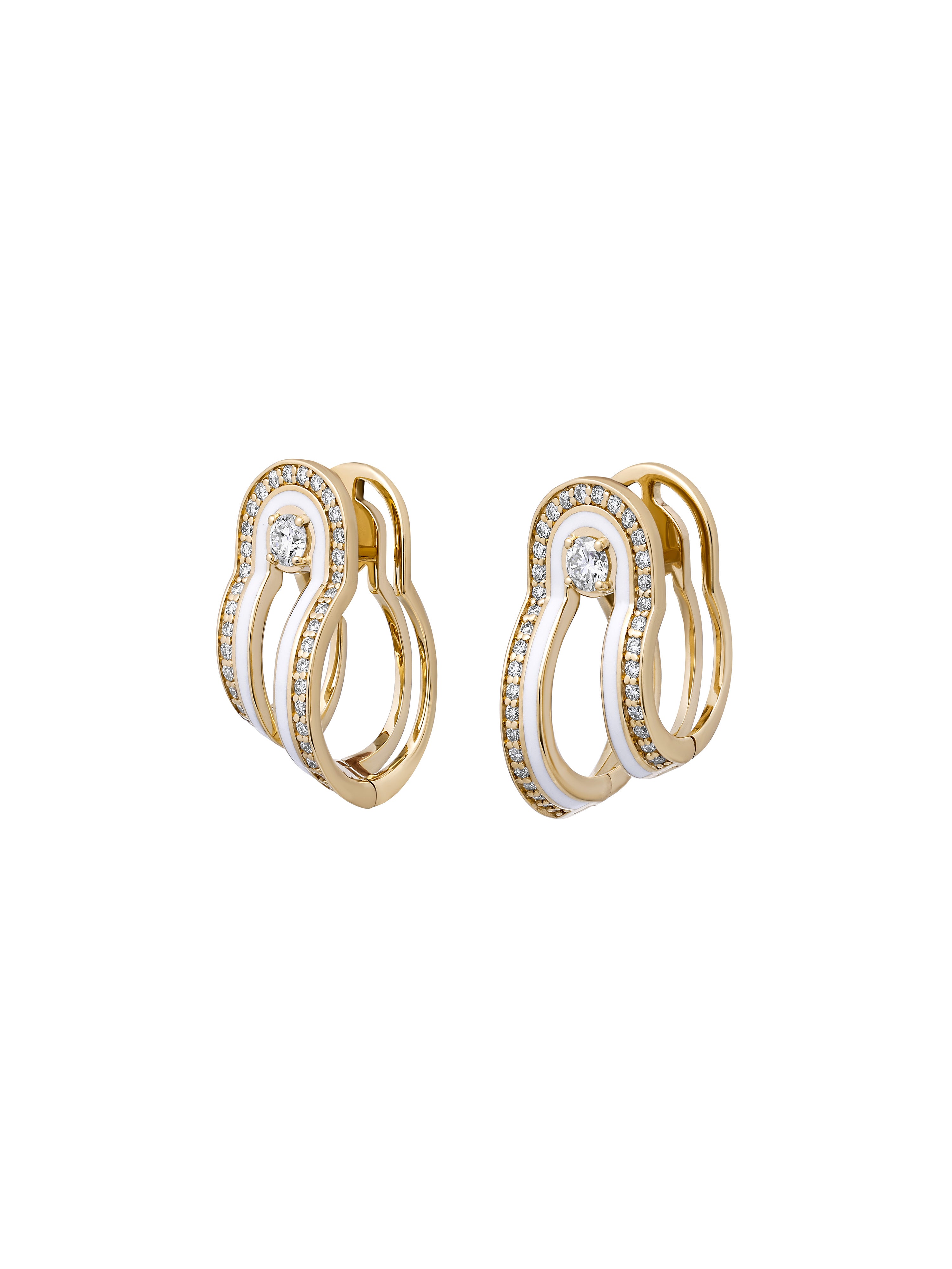 Dias Minor Double Hoop Bone White Earrings