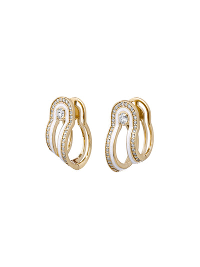 Dias Minor Double Hoop Bone White Earrings
