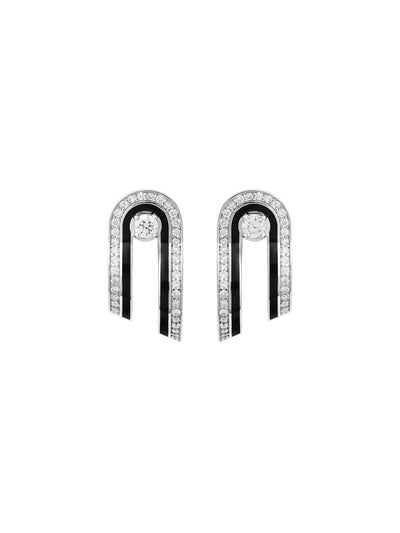 Dias Minor Double Hoop Jet Black Earrings