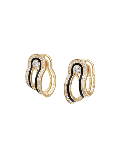 Dias Minor Double Hoop Jet Black Earrings
