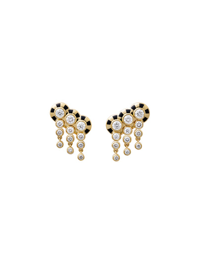 Lorenz Triplet Jet Black Fringe Earrings