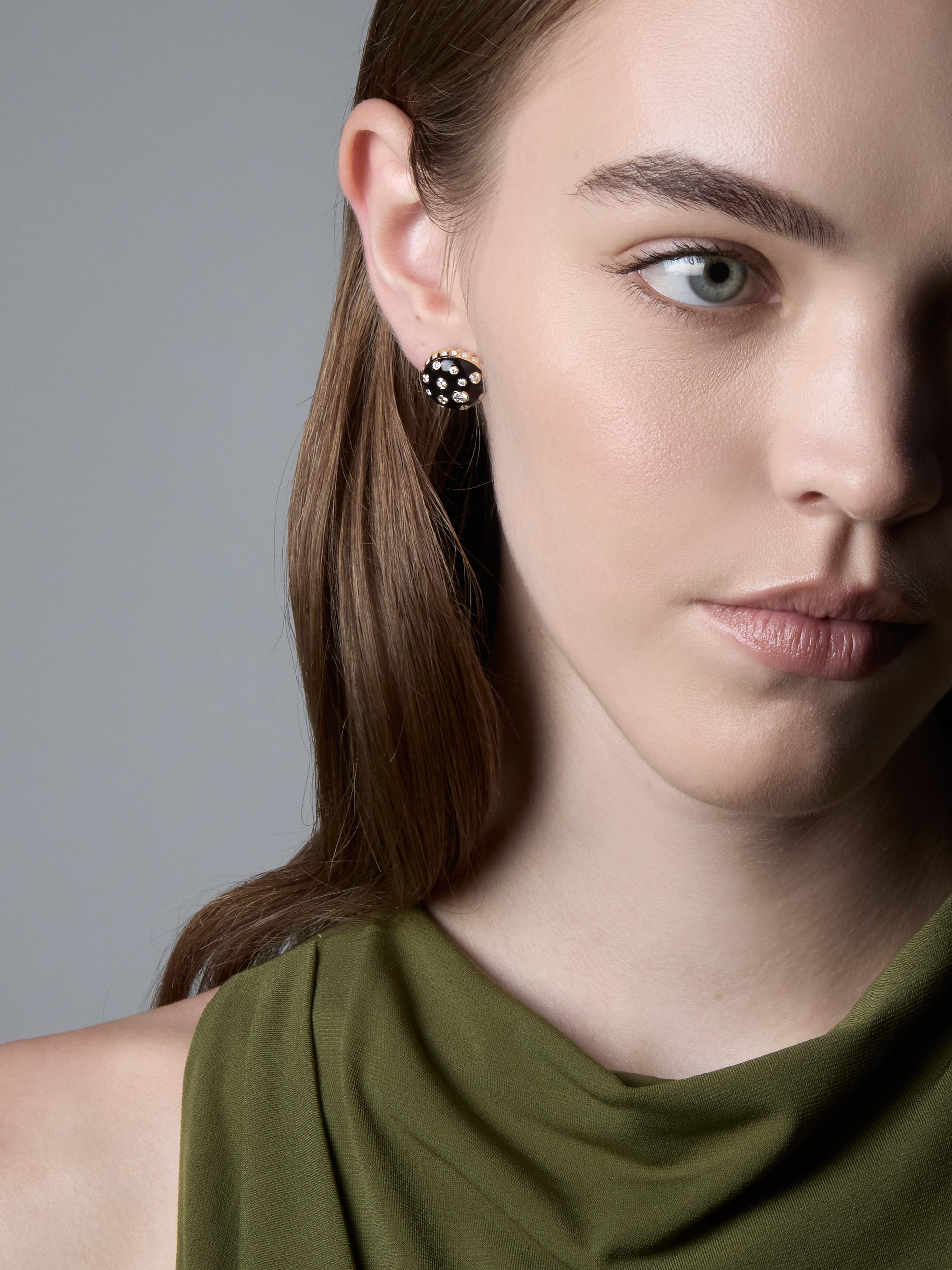 Toadstool Jet Black Earrings