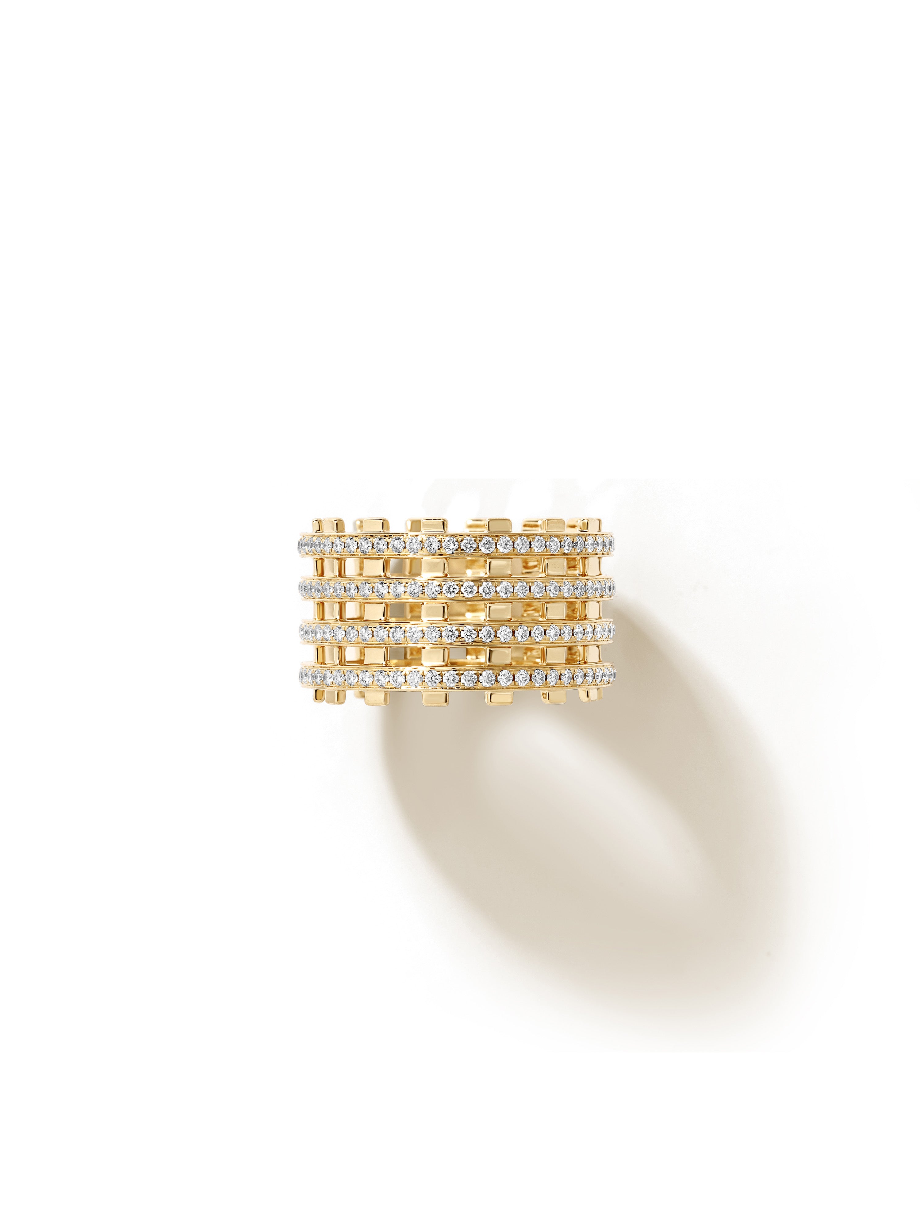 Railroad Twin Track Pavé Ring