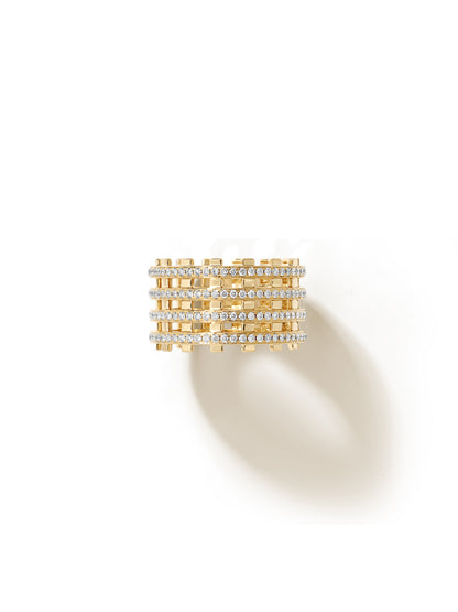 Railroad Twin Track Pavé Ring
