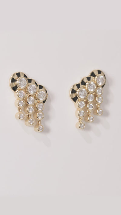 Lorenz Triplet Jet Black Fringe Earrings