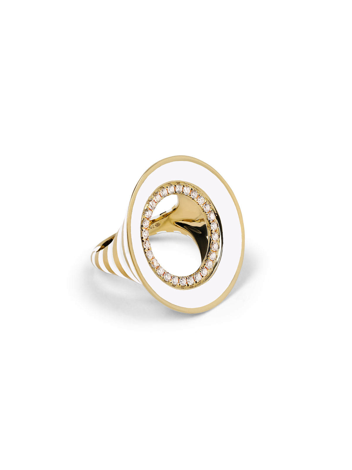 Reis Bone White Ring in 18K yellow gold with bone white enamel, State Property Voyager collection