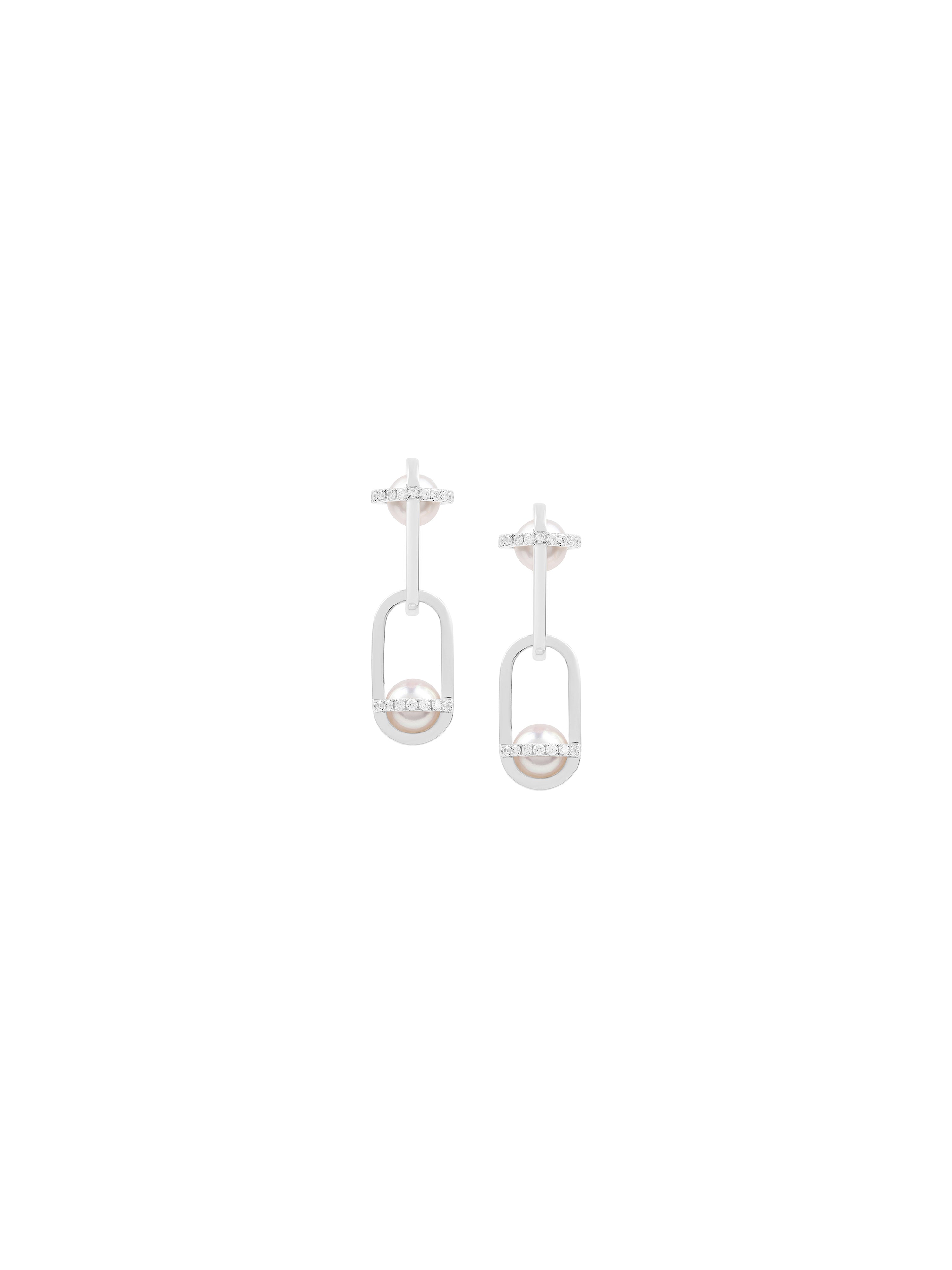 Inversion Pavé Pearl Earrings