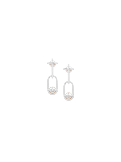 Inversion Pavé Pearl Earrings