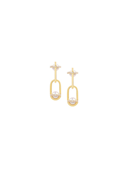 Inversion Pavé Pearl Earrings