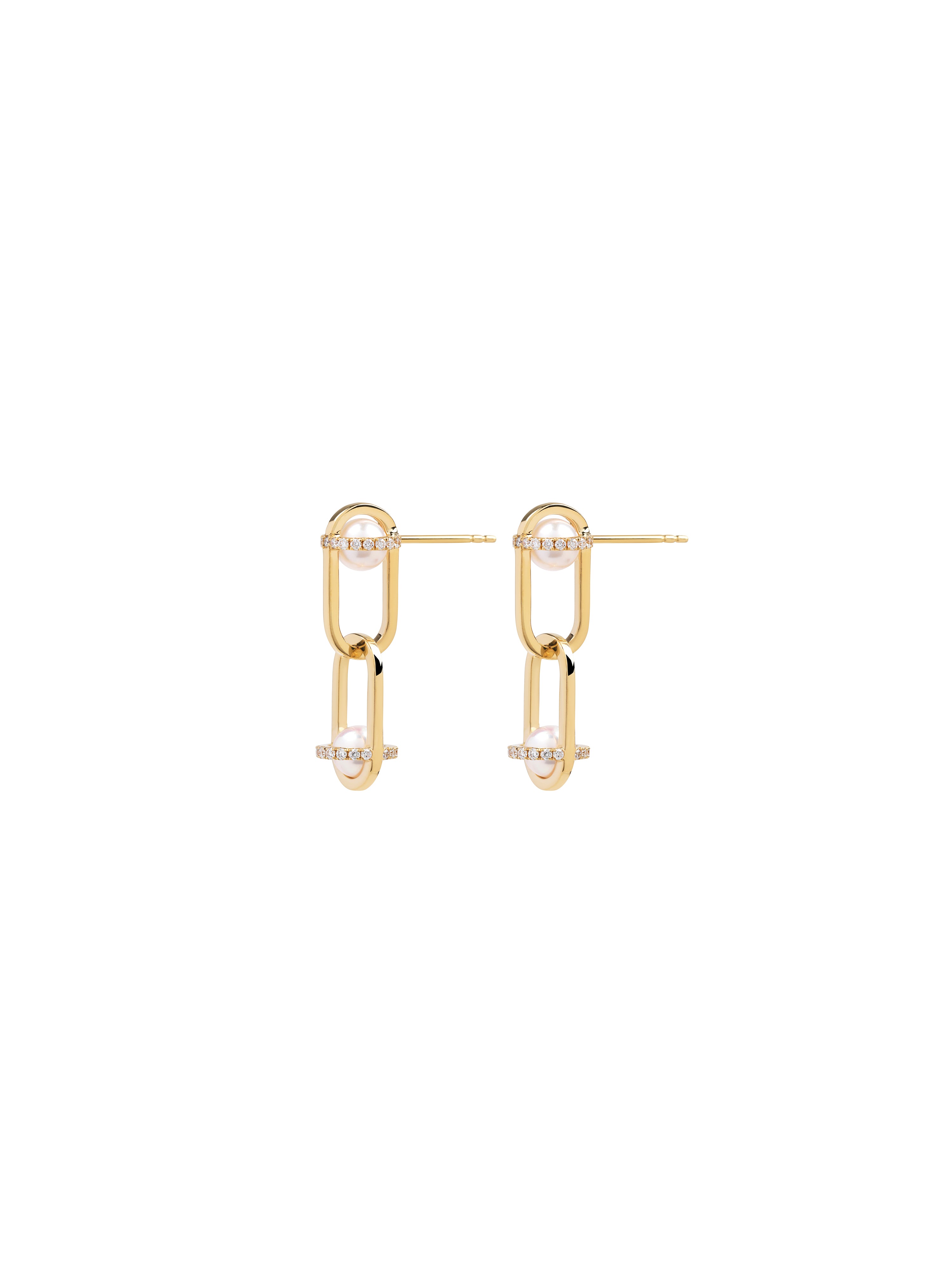 Inversion Pavé Pearl Earrings