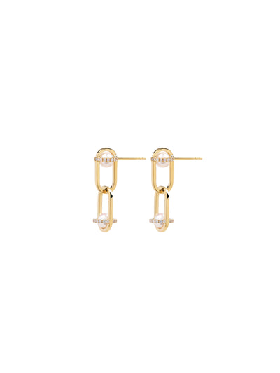 Inversion Pavé Pearl Earrings