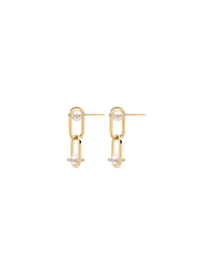 Inversion Pavé Pearl Earrings