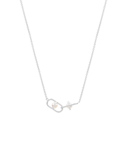 Inversion Pavé Pearl Necklace