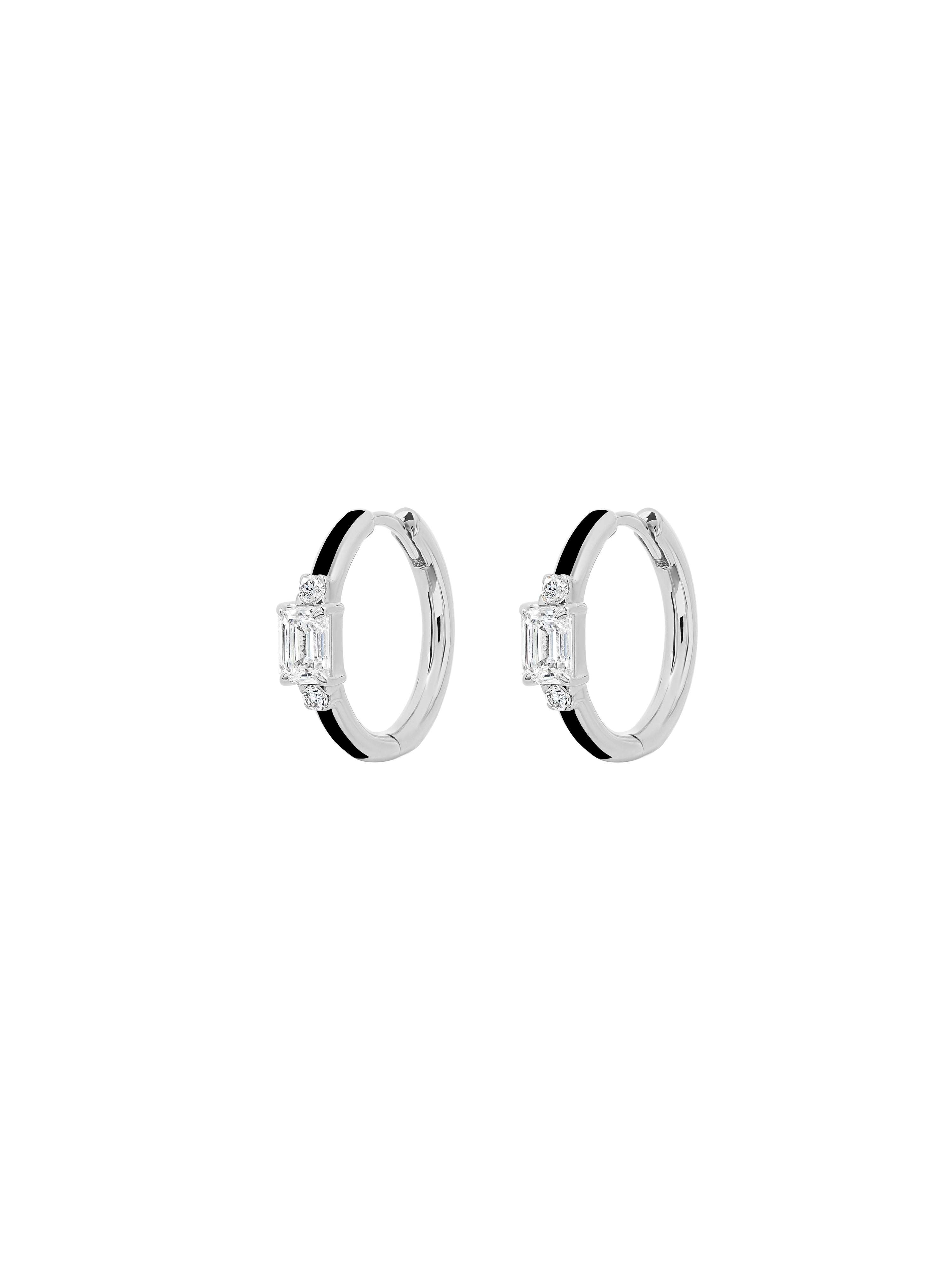 Parameswara Jet Black Hoop Earrings