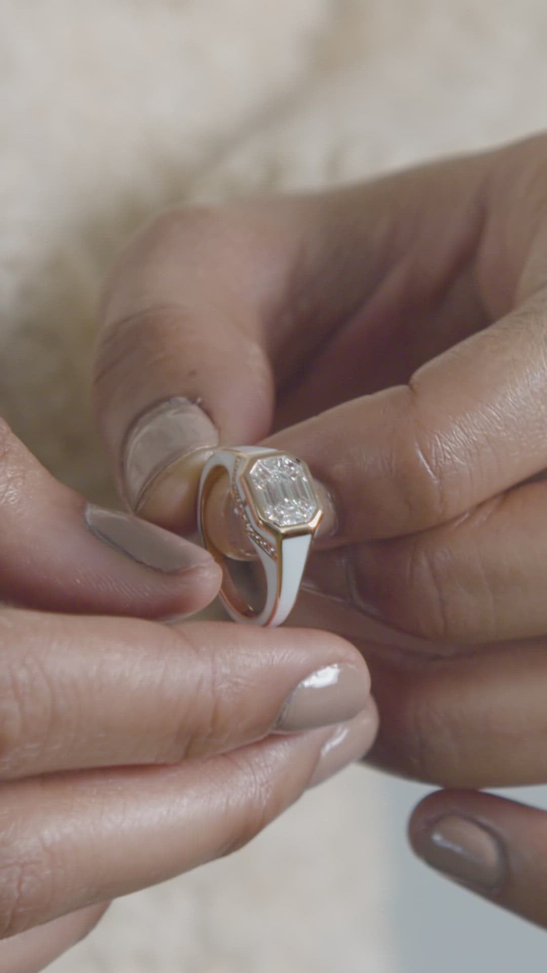 Load video: Cabot Bone White Ring